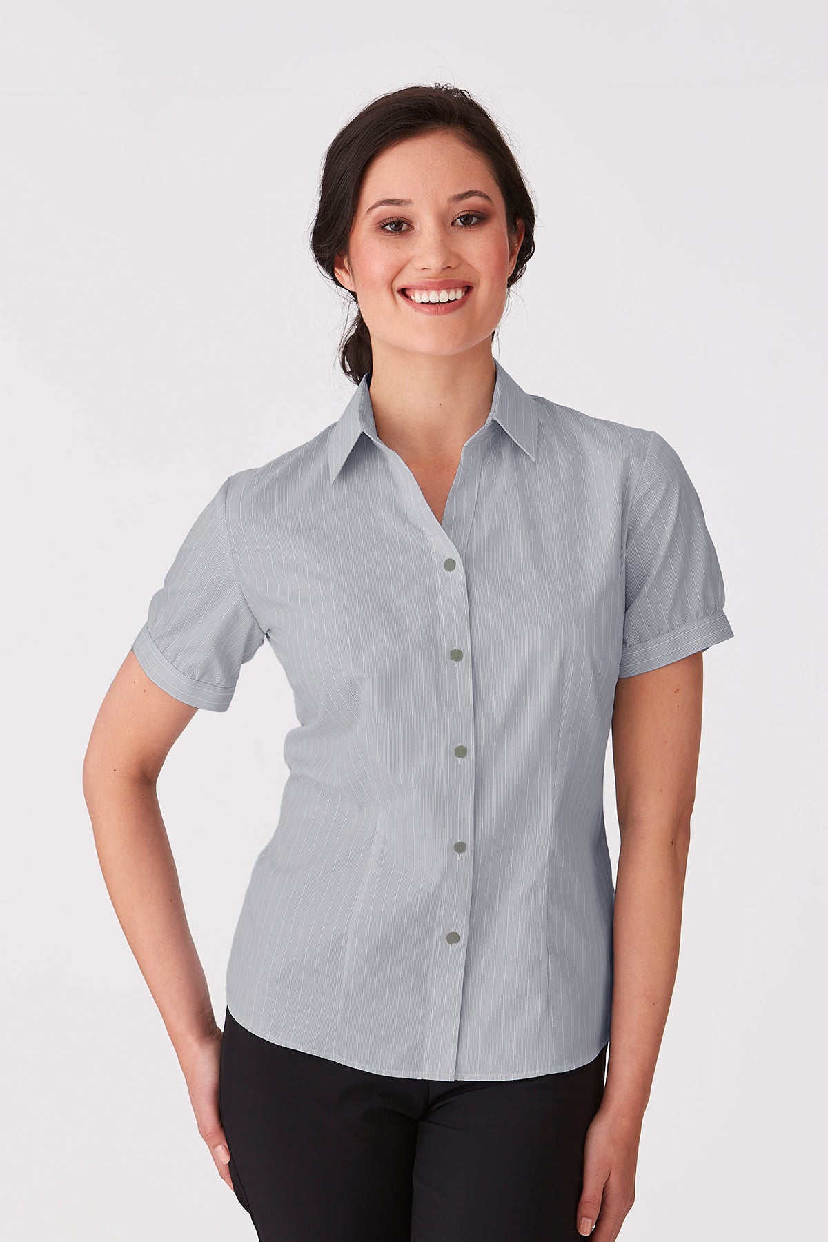 City Collection Womens Shadow Stripe S/S Shirt - 2104