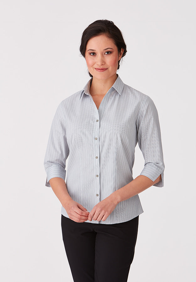 City Collection Womens Shadow Stripe 3/4 Shirt - 2144