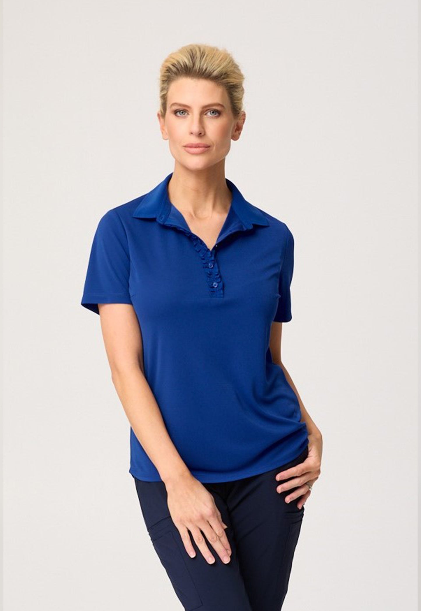 City Collection Bella S/Slv Frill Placket Top - 2276