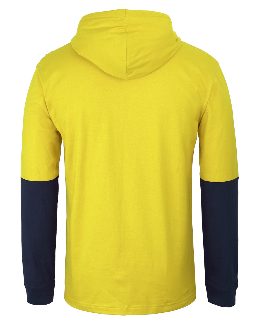 JB's Wear Hi Vis L/S Cotton Tee With Hood - 6HCTL