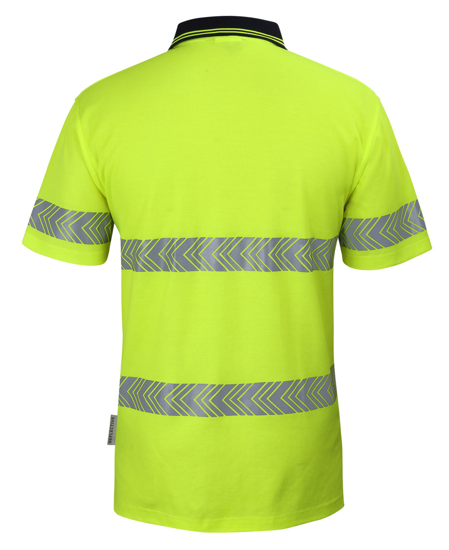 JB's Wear Hi Vis S/S D+N Cross-Back Segmented Tape Polo - 6HMSS