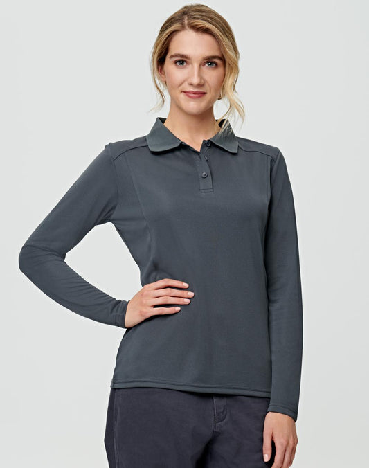 Winning Spirit Ladies Bamboo Charcoal L/S Polo - PS90