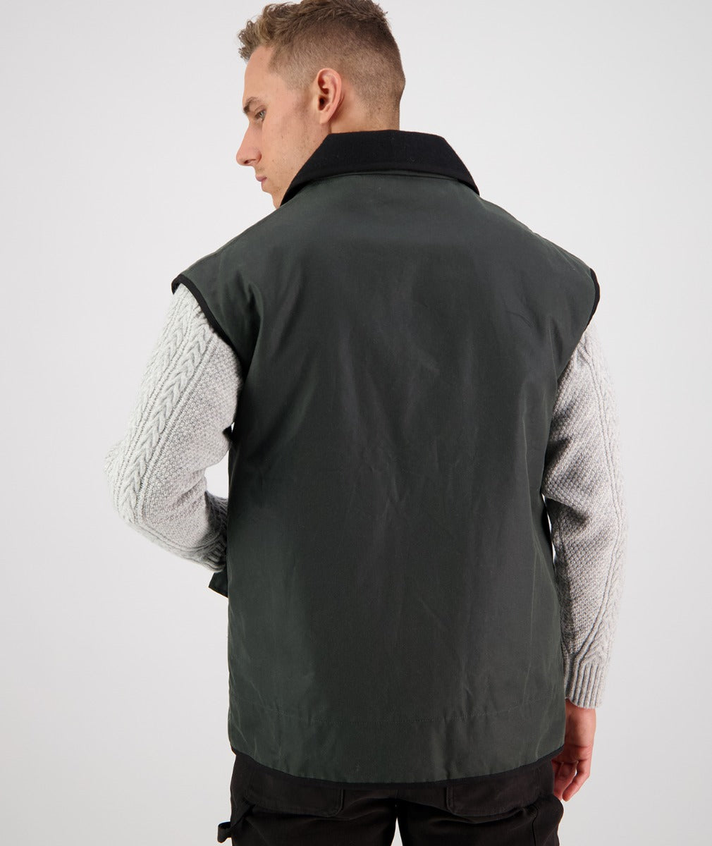 Swanndri Foxton Oilskin Vest with Wool Lining - SSD0408W