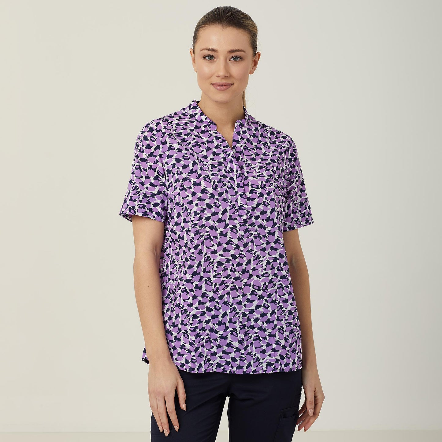 NNT Antibac Petal Print Short Sleeve Tunic - CATUHU - Clearance
