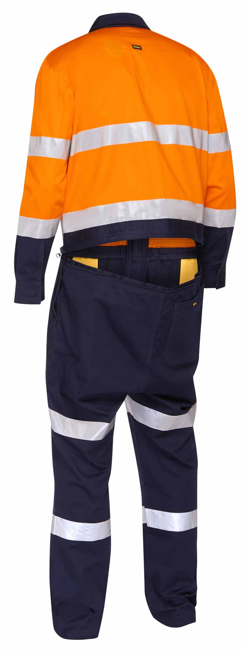 Bisley Mens Taped Hi Vis Work Coverall with Waist Zip Opening - BC6066T
