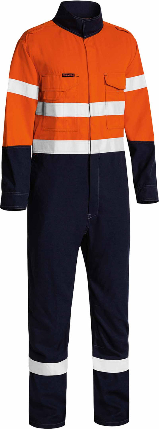 Bisley Mens Tencate Tecasafe Plus 580 Taped Two Toned Hi Vis Lightweight FR Non Vented Engineered Coverall - BC8186T