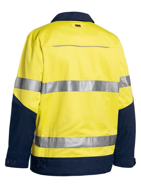 Bisley Mens Taped Two Toned Hi Vis Drill Jacket with Liquid Repellent Finish - BJ6917T