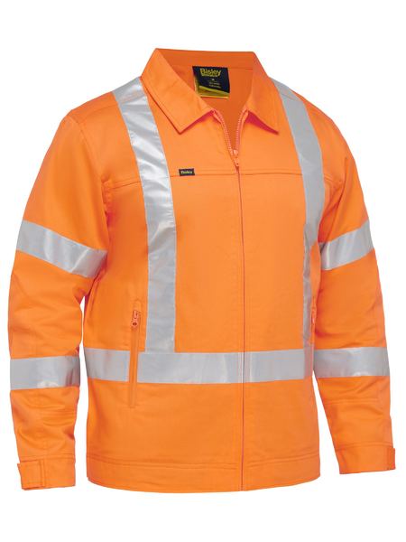 Bisley Mens X Taped Hi Vis Drill Jacket with Liquid Repellent Finish - BJ6919XT