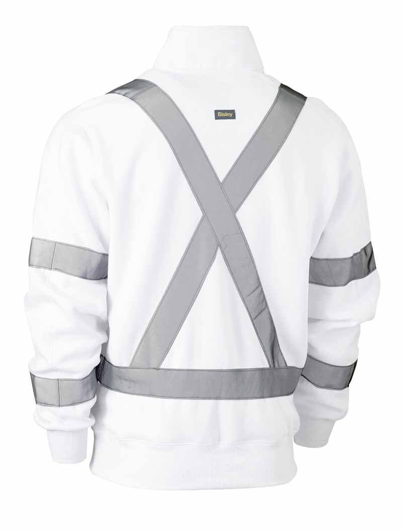 Bisley Mens White X Taped 1/4 Zip Pullover - BK6321XT