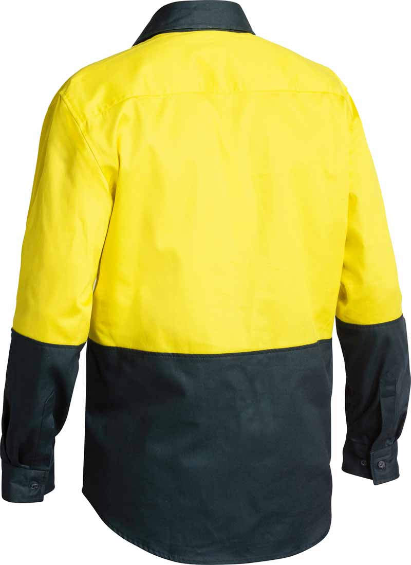 Bisley Mens Hi Vis Closed Front Drill Shirt Long Sleeve - BSC6267