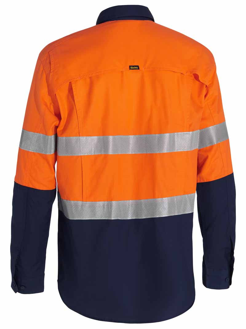 Bisley Mens X Airflow Closed Front Taped Hi Vis Ripstop Shirt Long Sleeve - BSC6415T