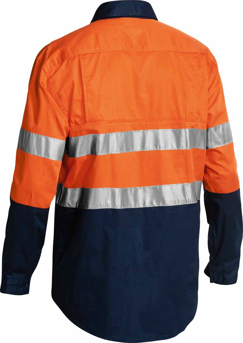 Bisley Mens Taped Hi Vis Closed Front Lightweight Shirt Long Sleeve - BSC6896