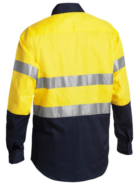 Bisley Mens Taped Two Toned Hi Vis Drill Shirt Long Sleeve - BT6456