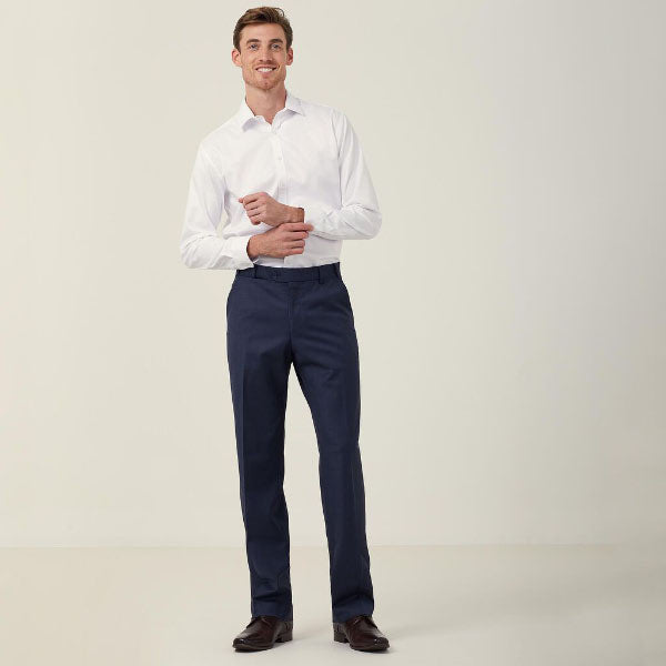 NNT Sharkskin Wool/Poly Flat Front Pant Blue/Navy - CATCEC