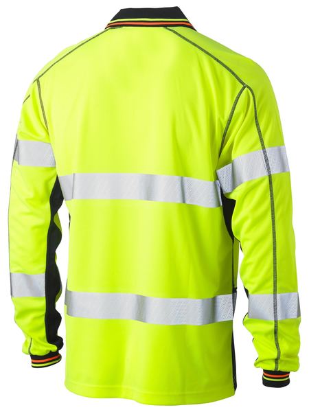 Bisley Mens Taped Hi Vis Polyester Mesh Polo Long Sleeve - BK6219T