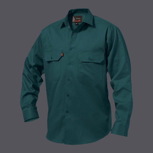 KingGee Mens Open Front Drill Shirt Long Sleeve - K04010