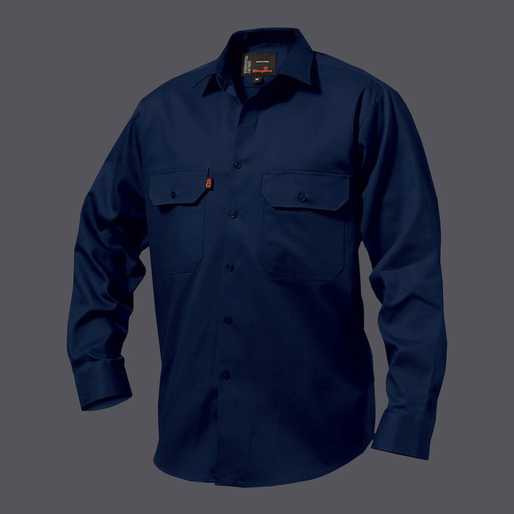 KingGee Originals Open Front Cotton Drill Long Sleeve Shirt - K04010