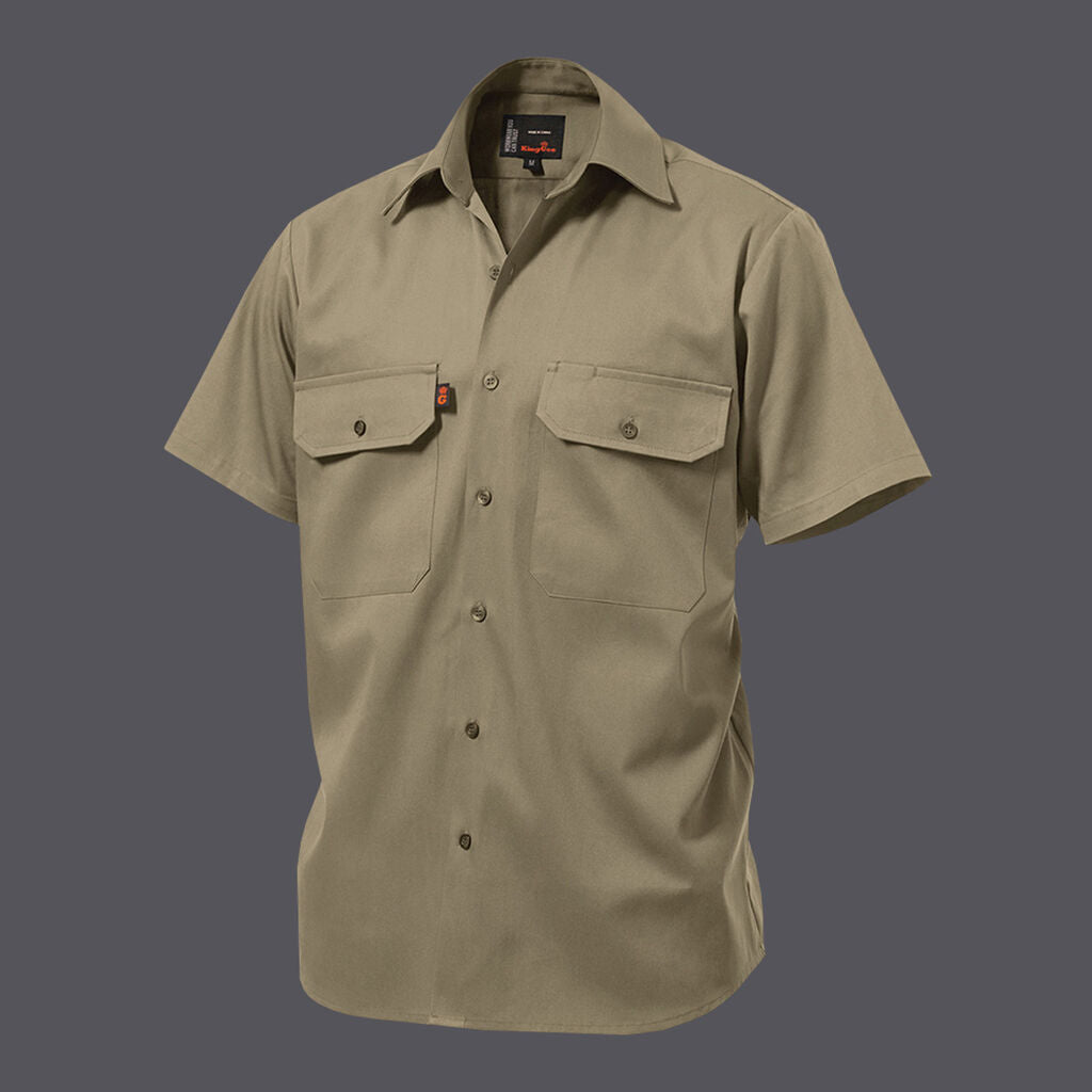 KingGee Originals Open Front Cotton Drill Short Sleeve Shirt - K04030