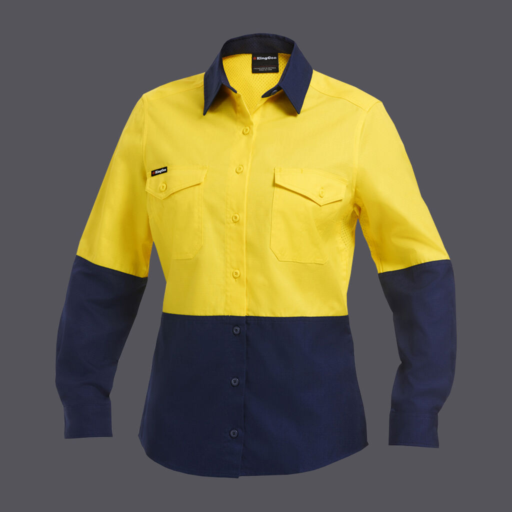 KingGee Women's Workcool 2 Hi Vis Lightweight Ripstop Long Sleeve Shirt- K44543