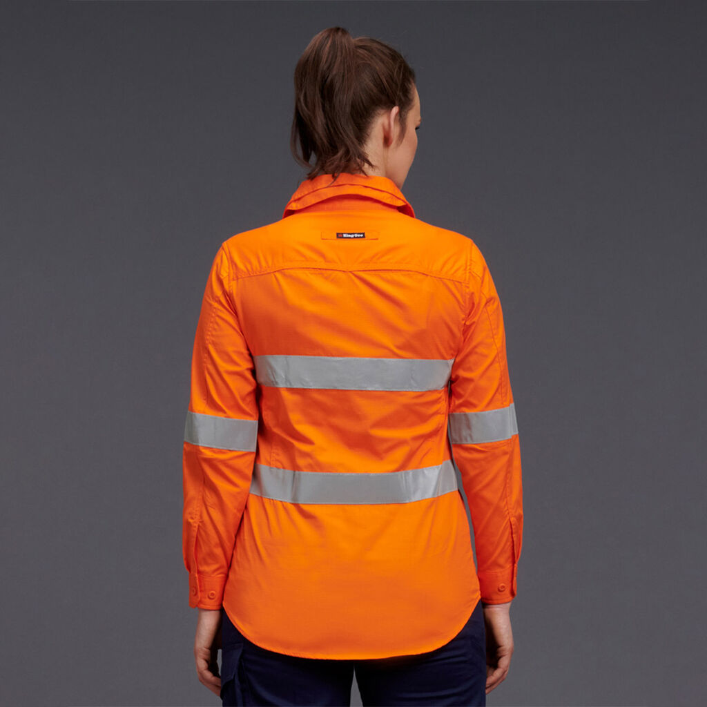 KingGee Women's Workcool 2 Hi Vis Taped Lightweight Ripstop Long Sleeve Shirt - K44545