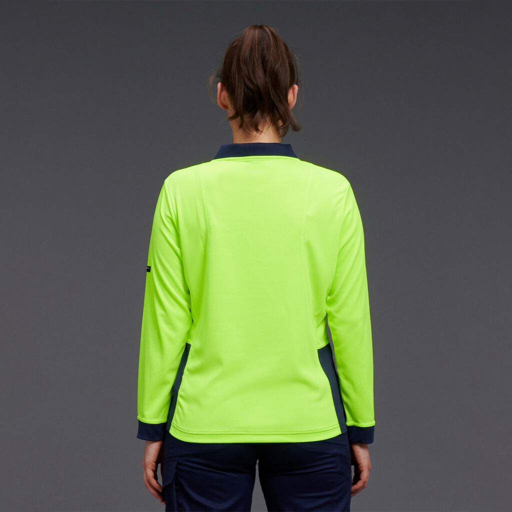 KingGee Women's Workcool Hyperfreeze Hi Vis Long Sleeve Polo- K44730