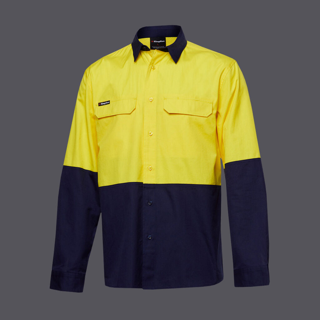 KingGee Workcool Pro Hi Vis Stretch Cotton Ripstop Long Sleeve Shirt - K54027