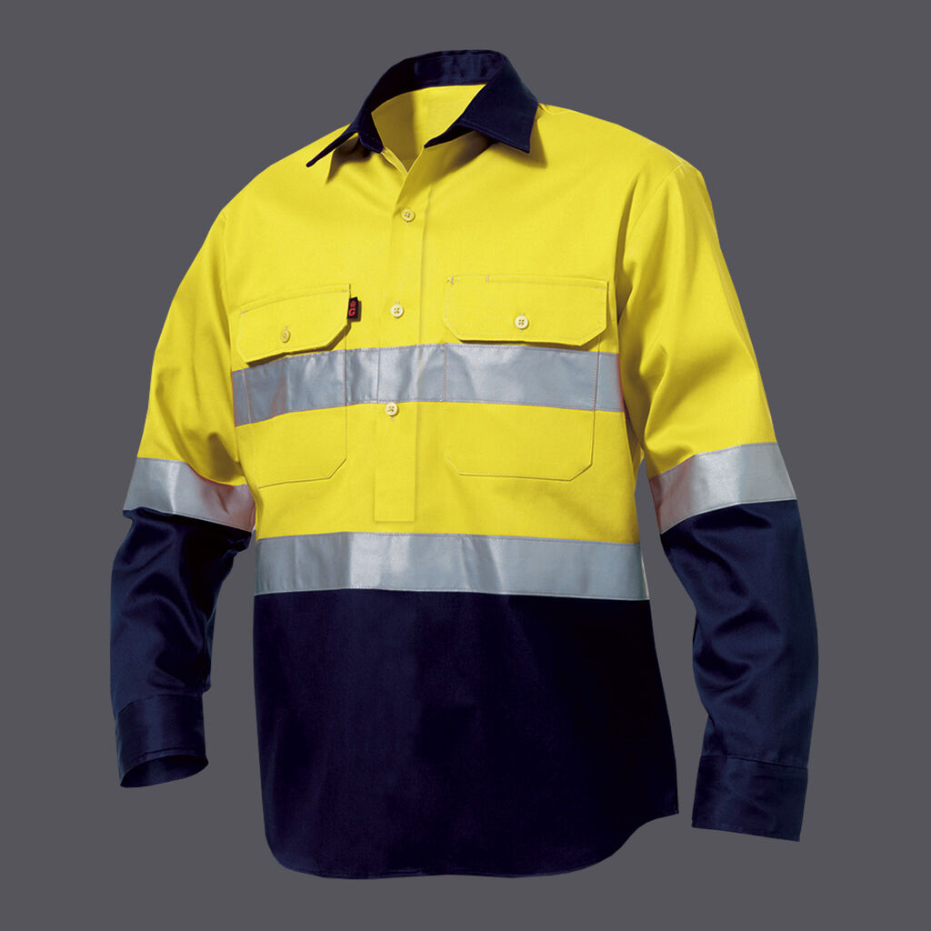 KingGee Originals Hi Vis Closed Front Taped Long Sleeve Shirt - K54325