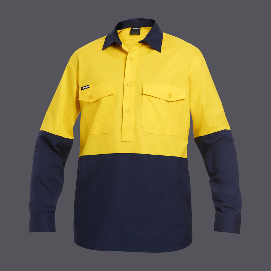 KingGee Workcool 2 Hi Vis Closed Front Long Sleeve Shirt - K54876