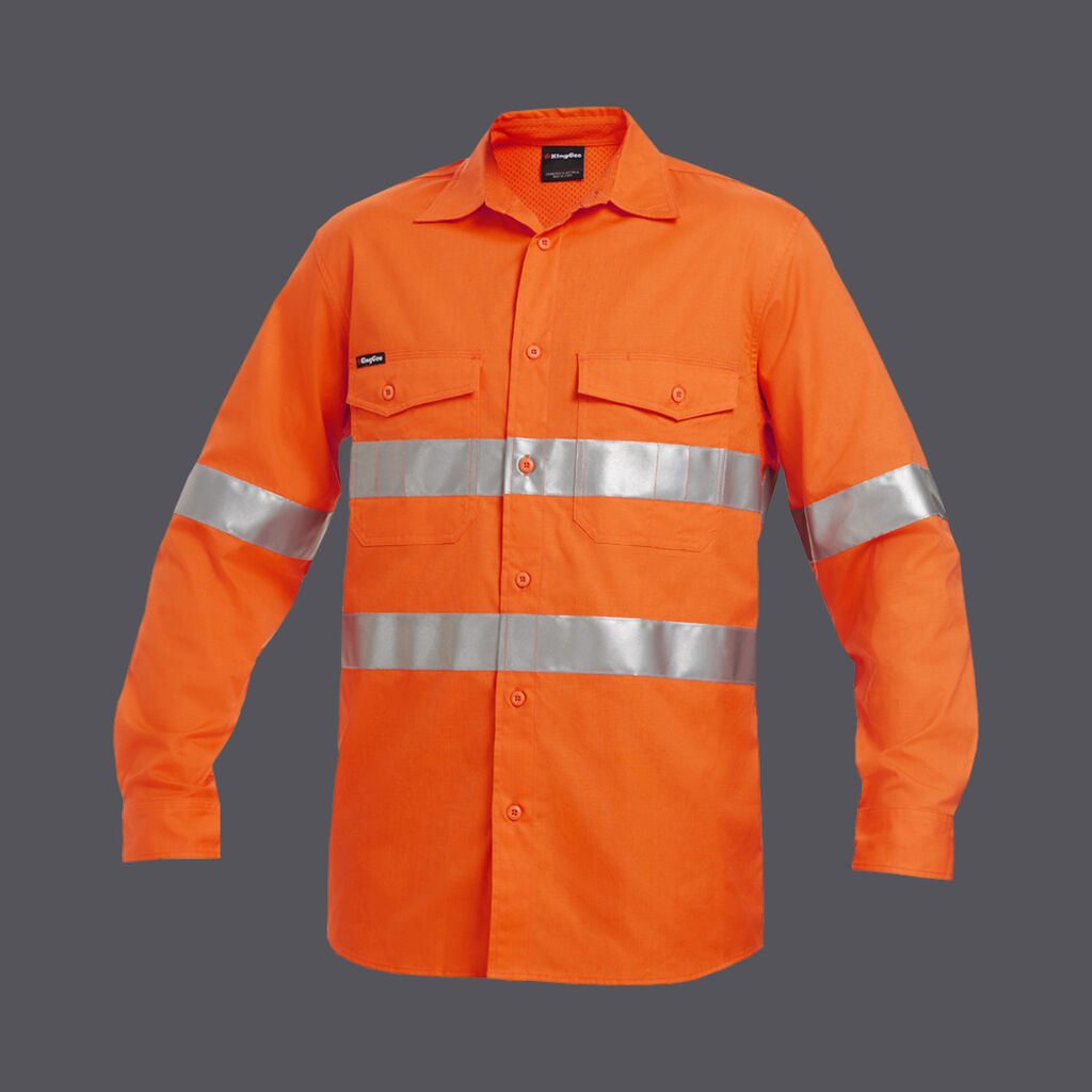 KingGee Workcool 2 Hi Vis Taped Open Front Long Sleeve Shirt - K54890