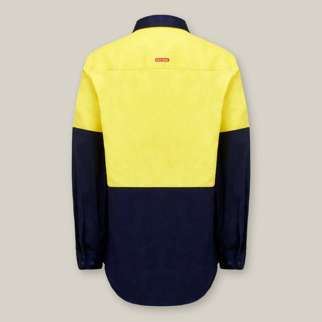 Hard Yakka Core Hi-Vis Two Tone Heavy Cotton Drill Long Sleeve Shirt - Y04605
