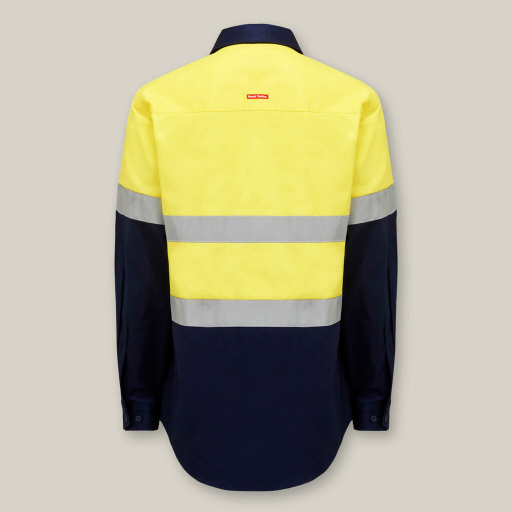 Hard Yakka Core Hi-Vis Taped Two Tone Cotton Drill Long Sleeve Shirt - Y04610