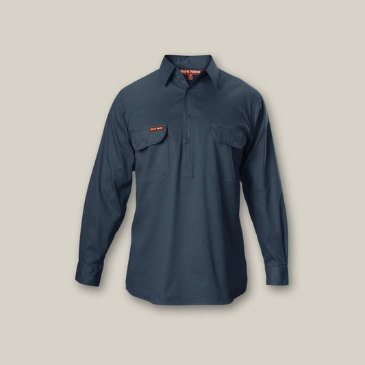 Hard Yakka Foundations Cotton Drill Closed Front Shirt Long Sleeve Shirt - Y07530