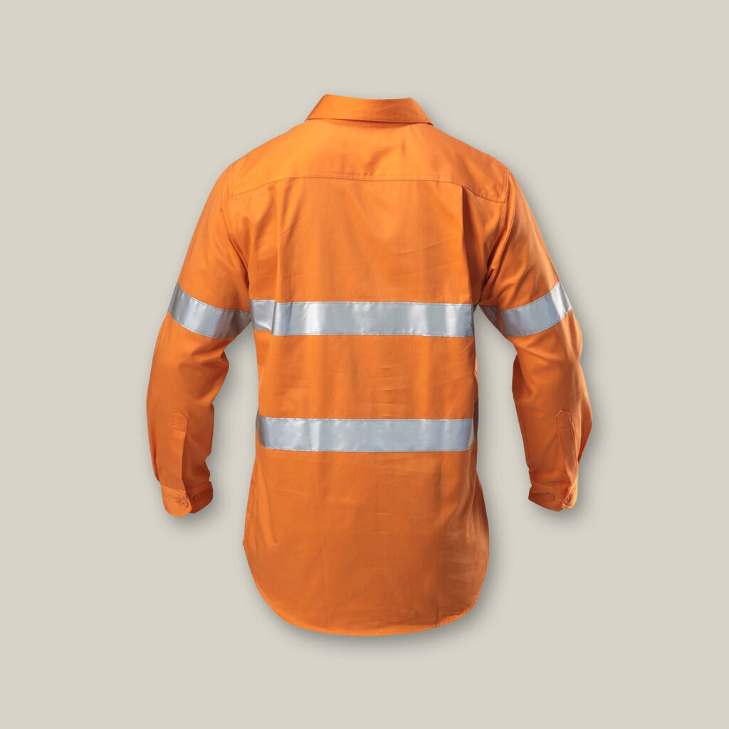 Hard Yakka Hi-Vis Taped Closed Front Cotton Drill Long Sleeve Shirt - Y07899