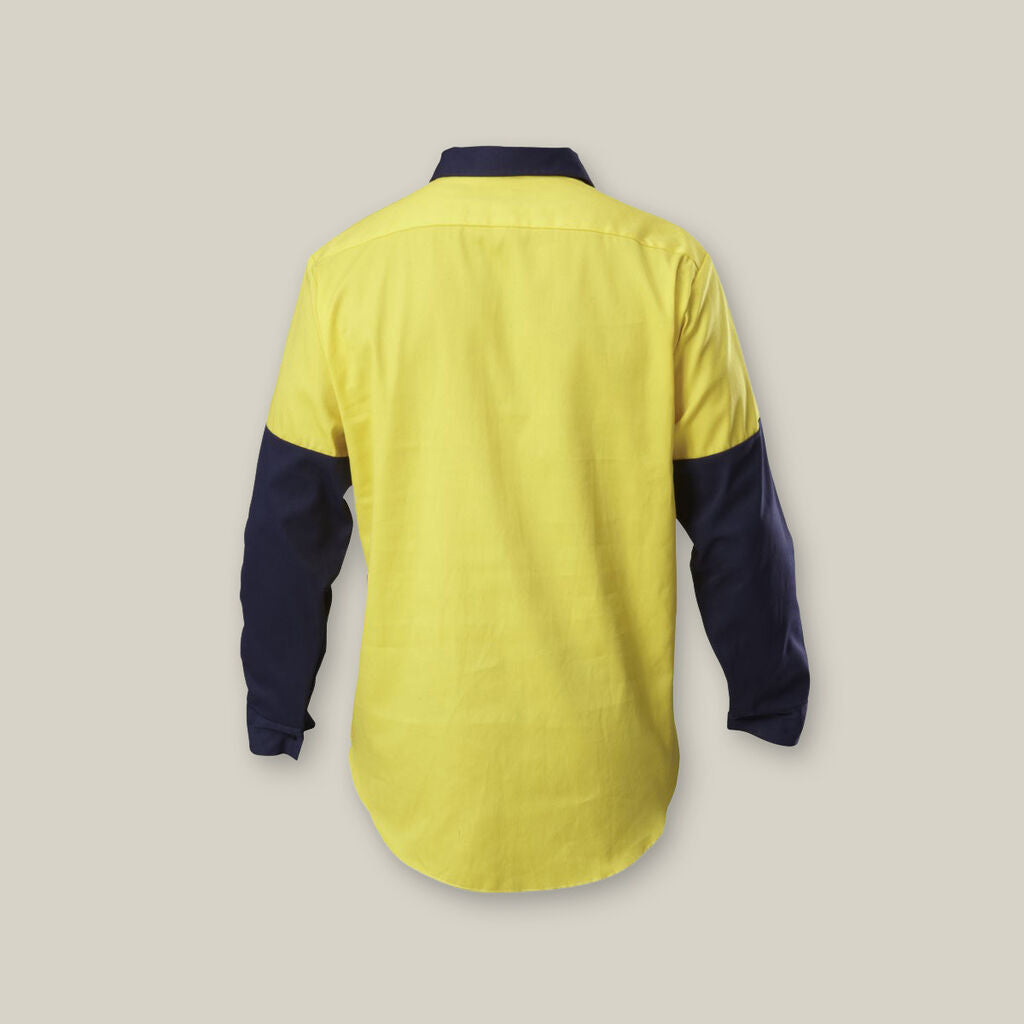 Hard Yakka Hi-Vis Closed Front Cotton Drill Long Sleeve Shirt With Gusset - Y07984