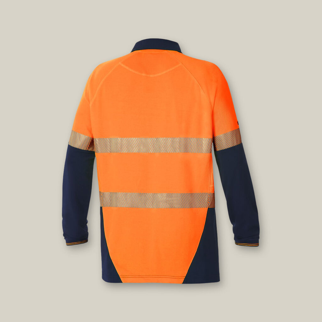 Hard Yakka Core Hi-Vis Segmented Tape Two Tone Vented Long Sleeve Polo - Y11379