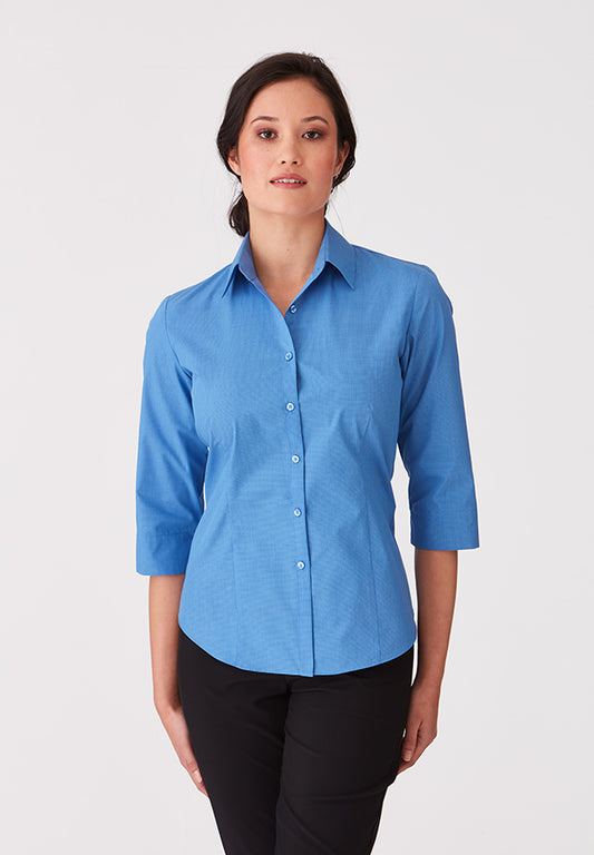 City Collection Micro Check 3/4 Shirt - 2121