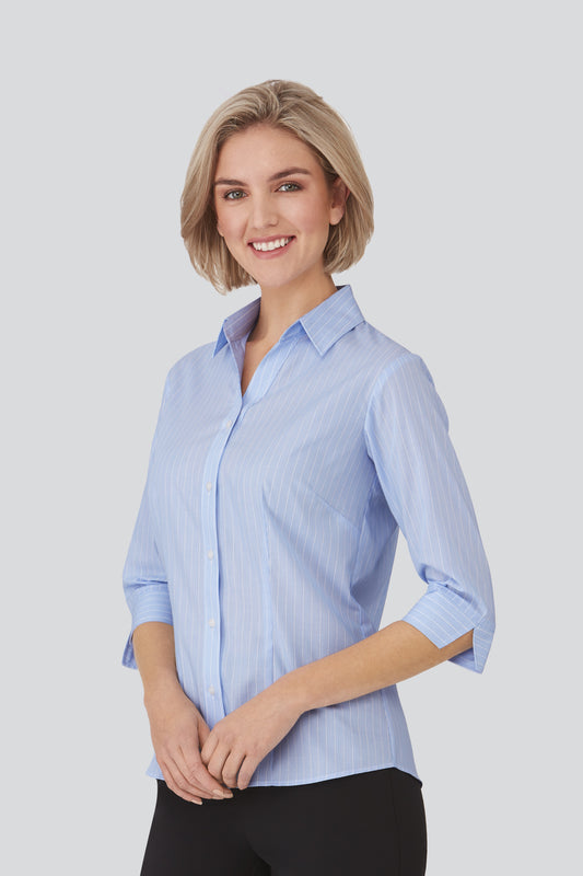 City Collection Womens Shadow Stripe 3/4 Shirt - 2144