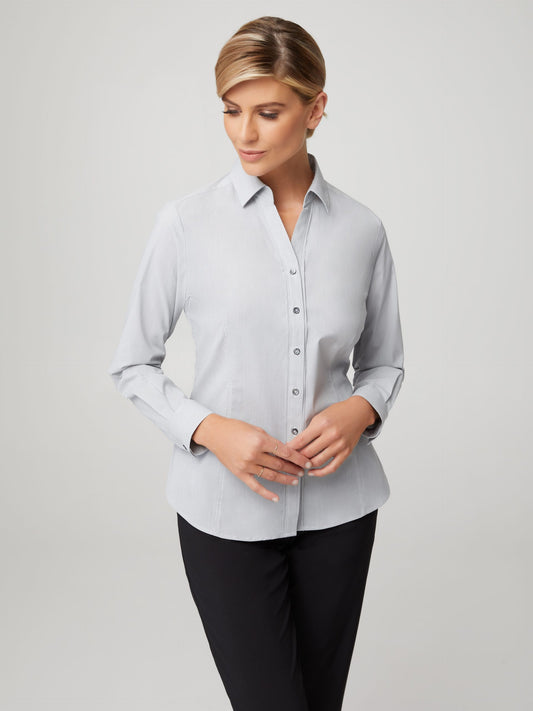 City Collection Women's Stretch Pinfeather L/S Shirt