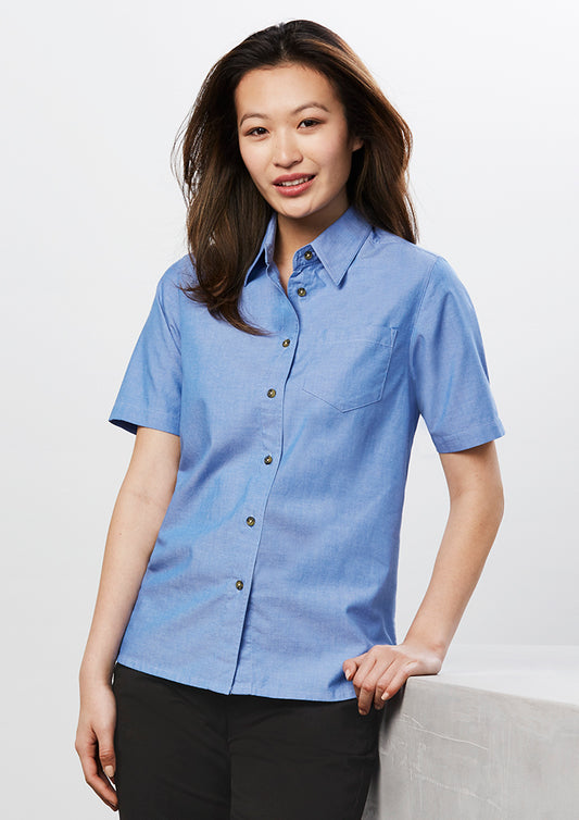 Biz Wrinkle Free Chambray Women's Short Sleeve Shirt - LB6200
