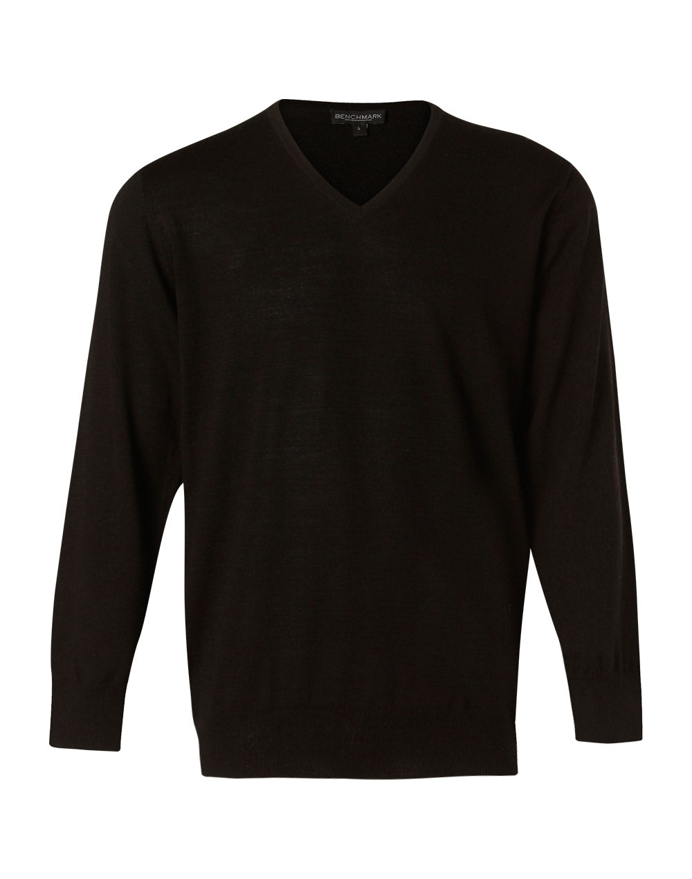 Benchmark Mens 100% Merino Wool V Neck L/S Sweater - M9502