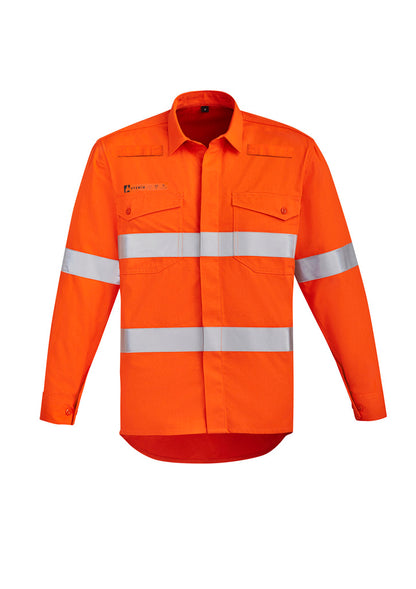 Syzmik Mens Flame Resistant PPE2 Hi Vis Open Front Shirt - Hoop Taped - ZW145