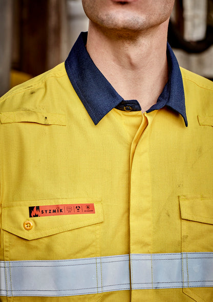 Syzmik Mens Flame Resistant PPE2 Lightweight Ripstop Spliced Shirt - Hoop Taped - ZW180