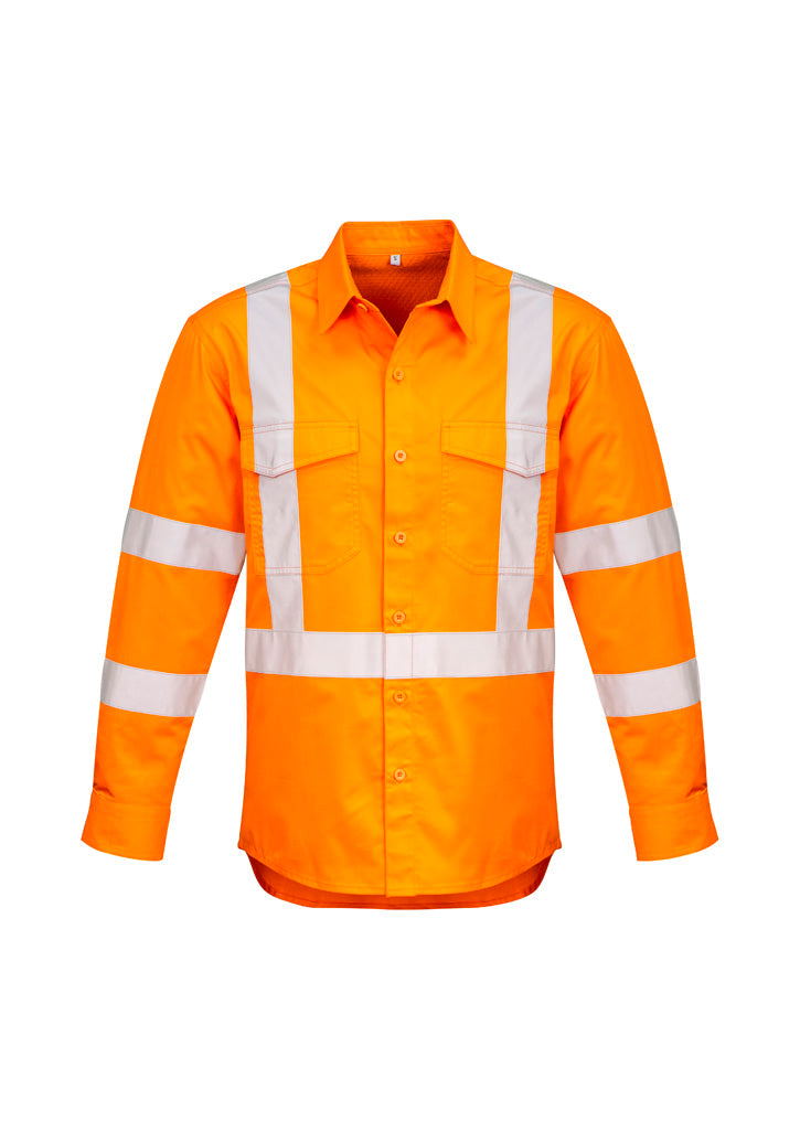 Syzmik Mens Hi Vis X Back Taped Long Sleeve Shirt - ZW690