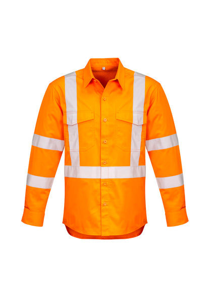 Syzmik Mens Hi Vis X Back Taped Long Sleeve Shirt - ZW690