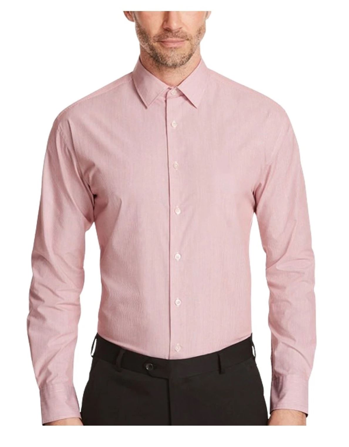 NNT Men's Long Sleeve Stripe Shirt Slim Collar Classic Fit - CATJ2U - Clearance