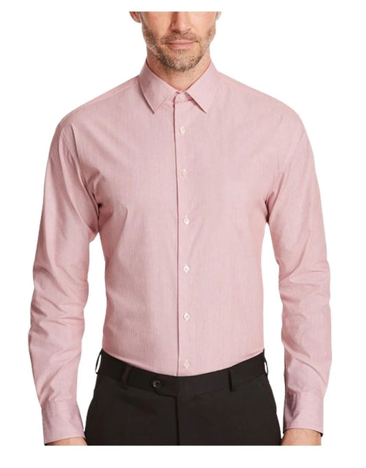 NNT Men's Long Sleeve Stripe Shirt Slim Collar Classic Fit - CATJ2U - Clearance