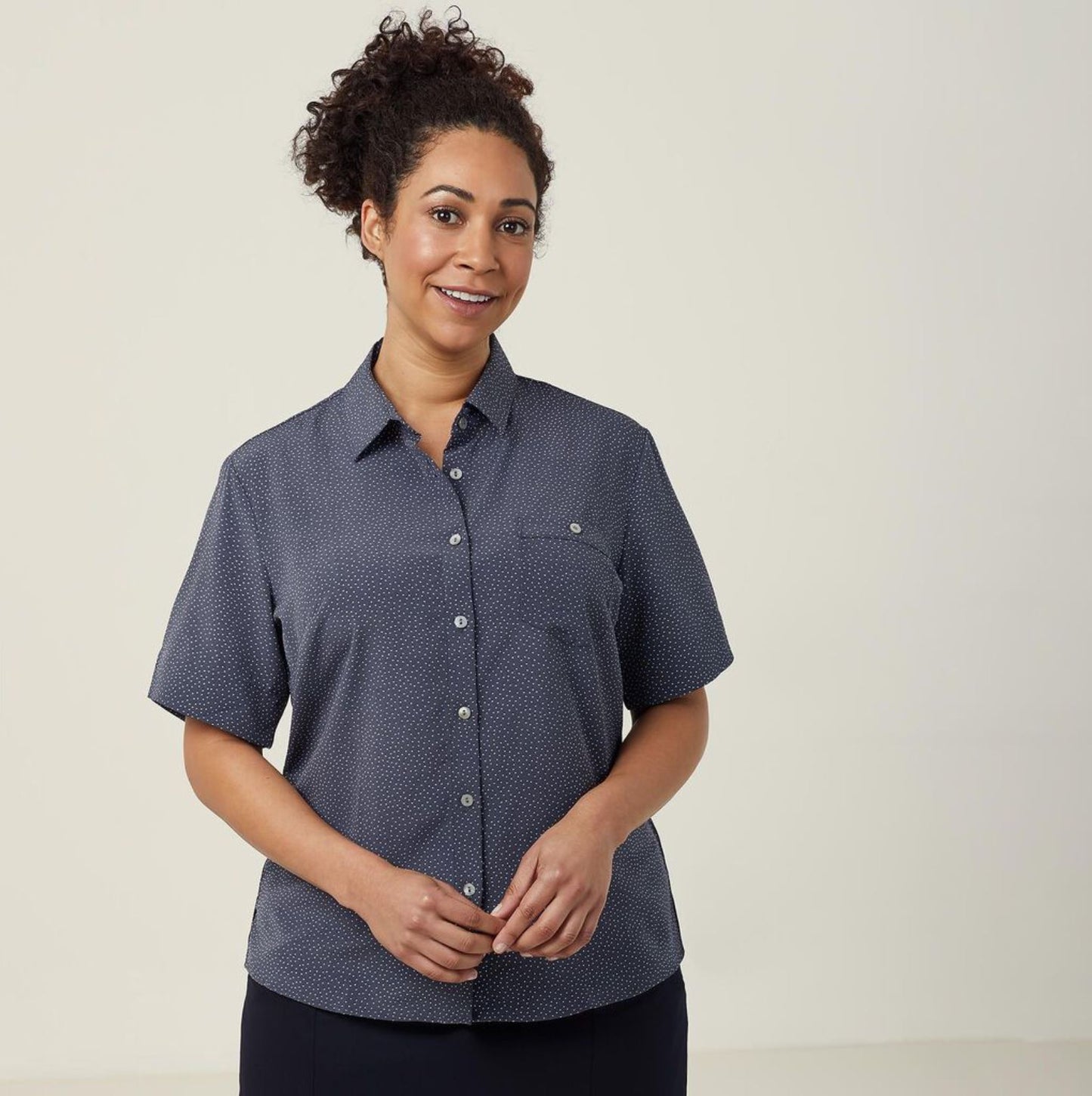 NNT Silvi Poly Spot Print Anti-Bac Short Sleeve Shirt - CATU7H