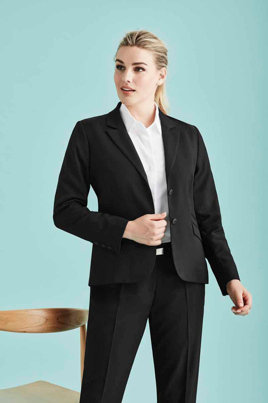 Biz Cool Stretch Womens Two Button Mid Length Jacket - 60119