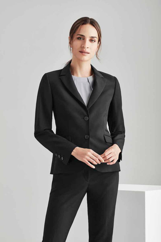 Biz Corporates Comfort Wool Stretch Womens Two Button Mid Length Jacket - 64019