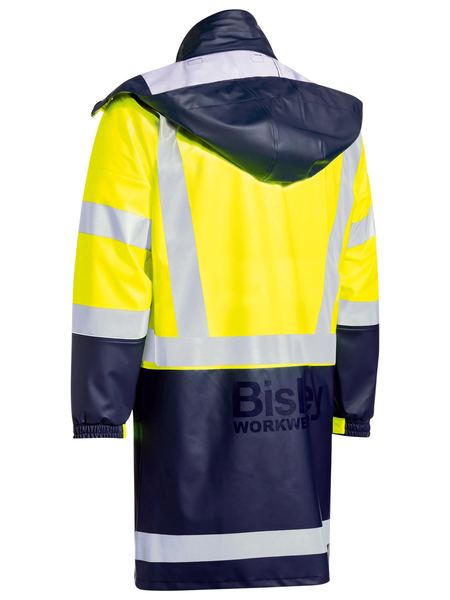 Bisley Mens Taped Hi Vis Stretch PU Rain Coat - BJ6935HT